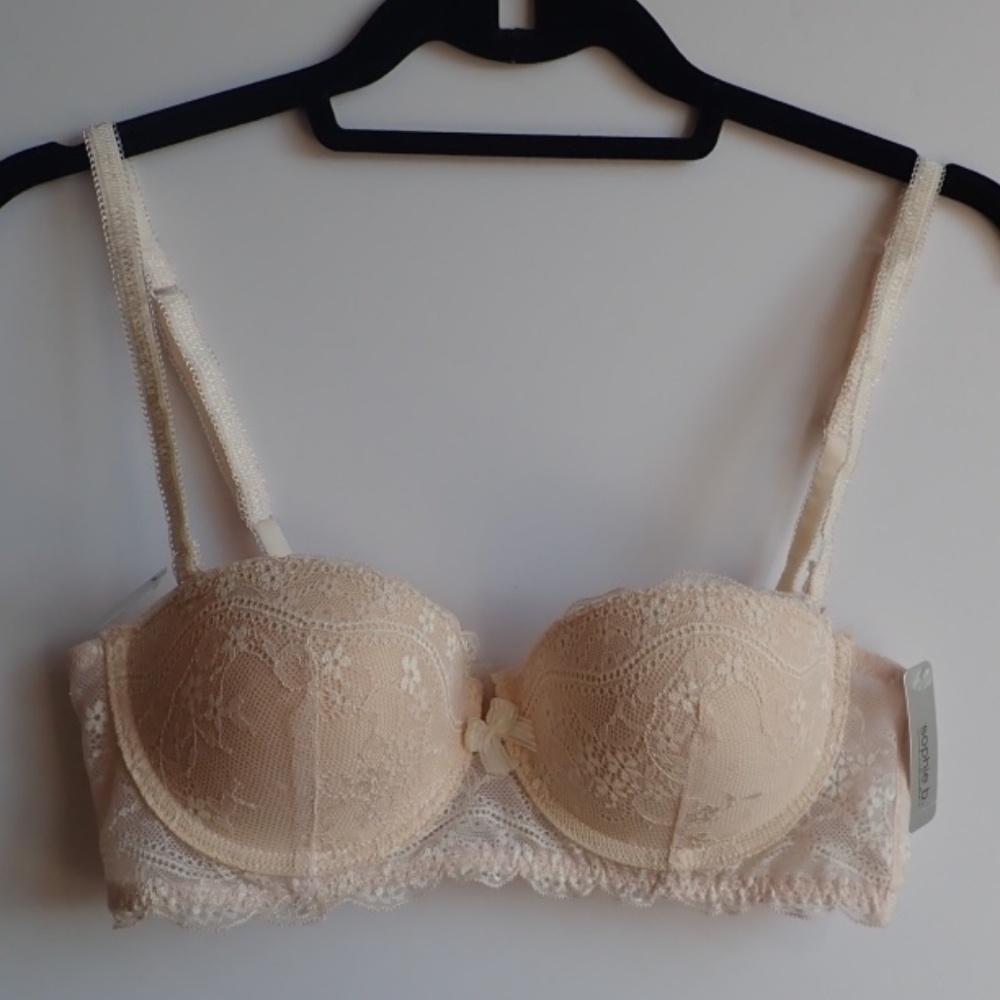 NWT 36B Sophie B. Ballet Pink Cream Bra Strapless